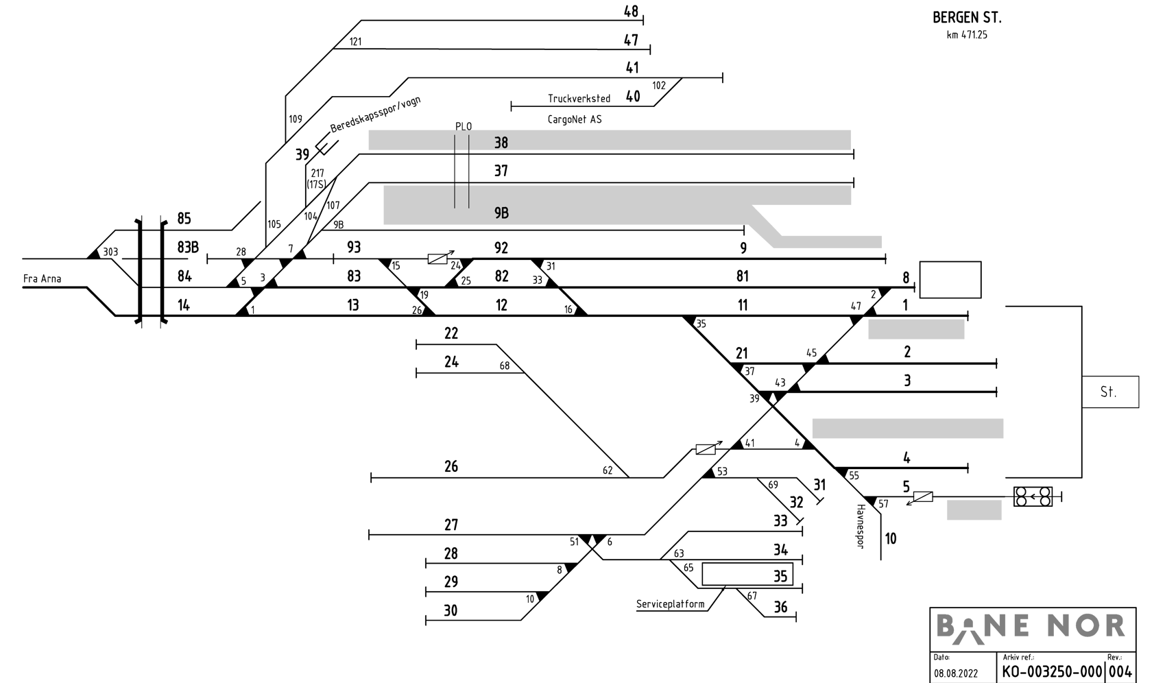 Track plan Bergen Stabling Facility